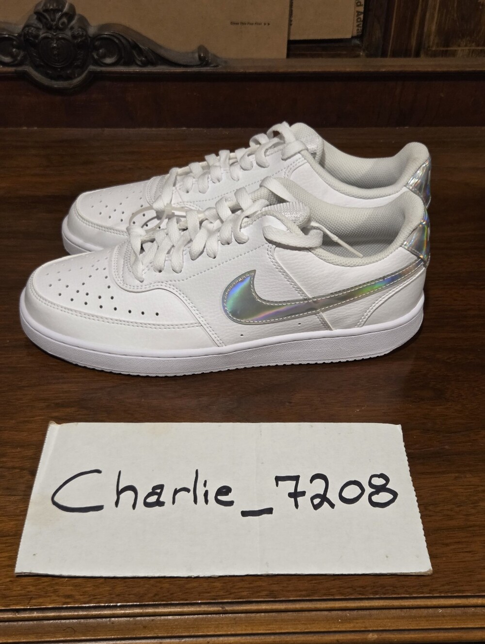 Womans Size 10 NIKE Court VISION LOW . REFLECTIVE SWOOSH